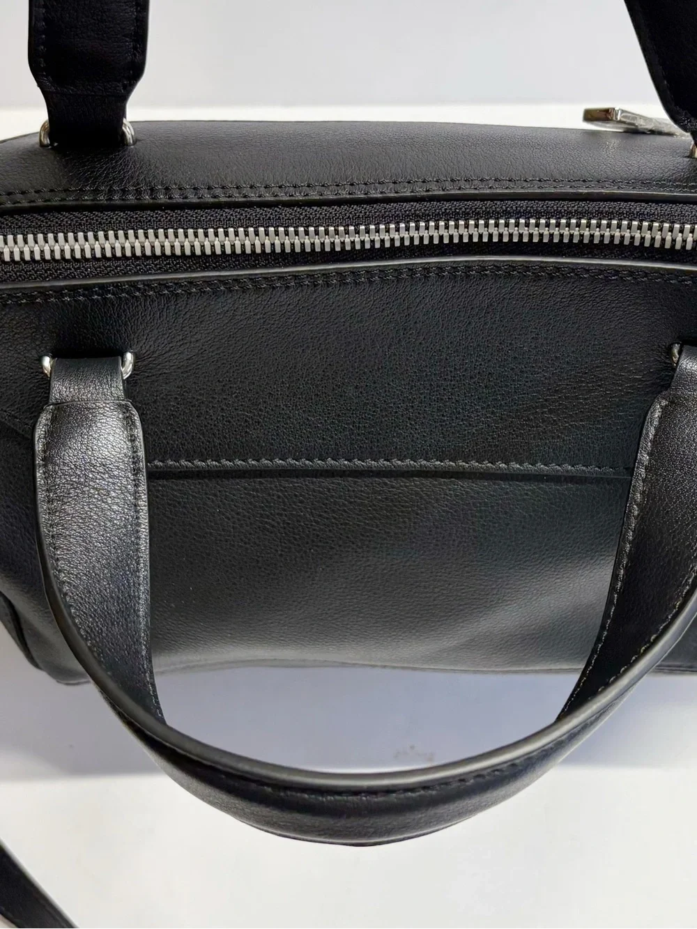 Rabeanco Black Leather Diamond Geometric Design Crossbody Bag Satchel